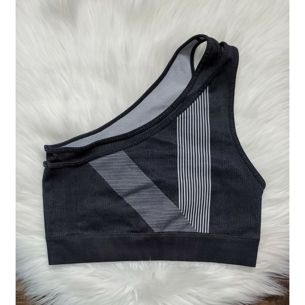 Fabletics Women's Indy Seamless One Shoulder SIZE SMALL Sports Bra Charcoal Gray